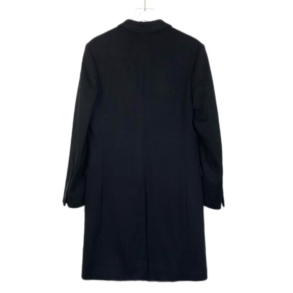 Mens Black Wool Overcoat 42 Made In Italy With Cupro Lining - Picture 2 of 7